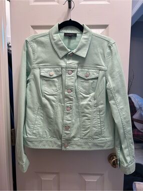 Talbot’s Light Lime Green Denim Jacket. Size M.